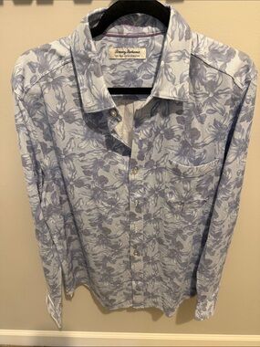 Tommy Bahama Light Blue and White Floral Button-Down Shirt